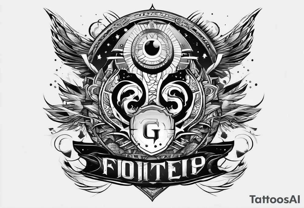 Futuristic logo with letters eegj tattoo idea