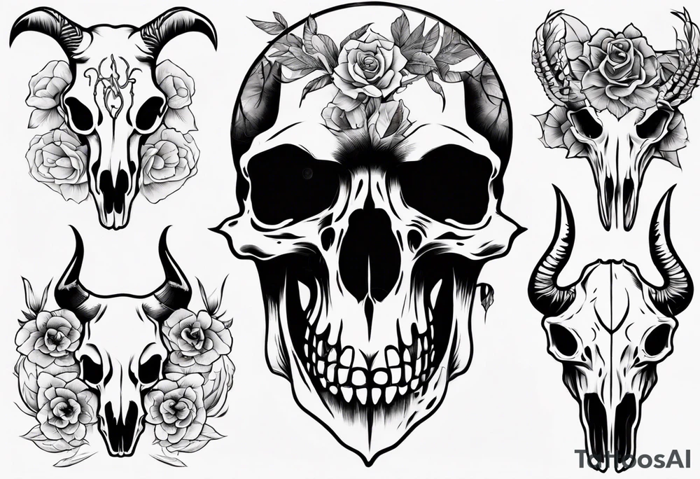 animal skulls tattoo idea
