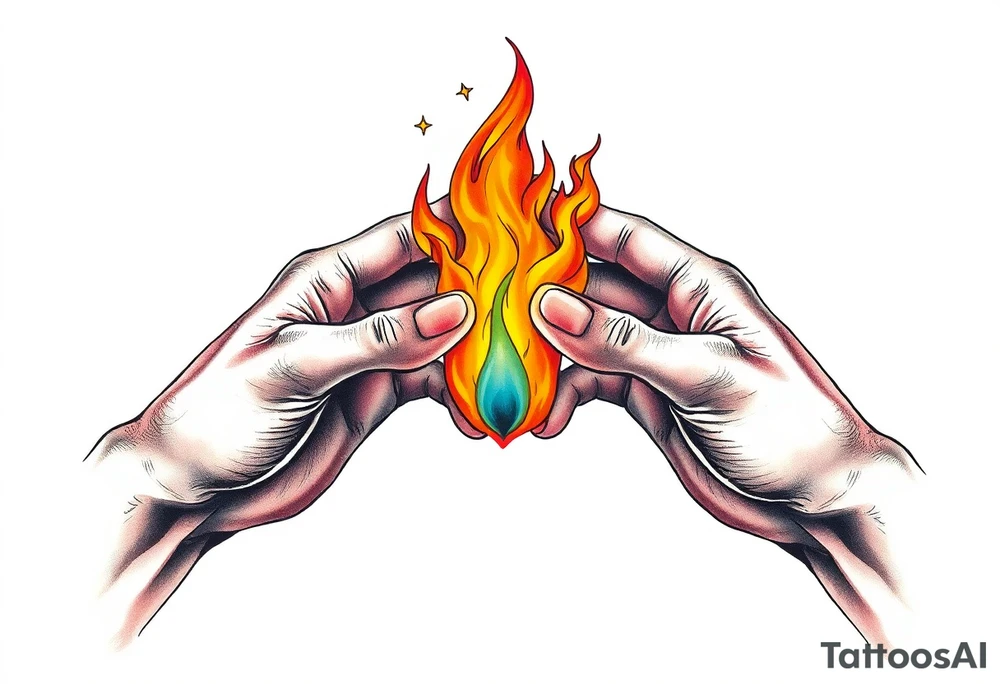 Fire between hands tattoo idea