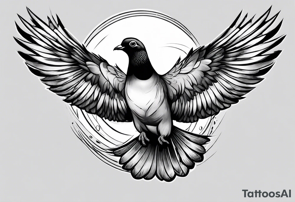 Pigeon  with black hole in the heart tattoo idea