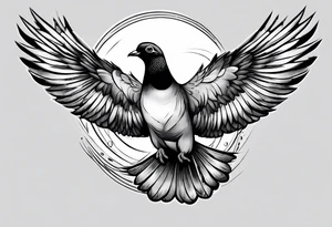 Pigeon  with black hole in the heart tattoo idea