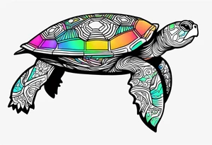 psychedelic turtle, from the top, cute, minimalist tattoo idea