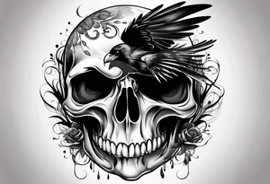 Crow, scull and paint brush tattoo idea