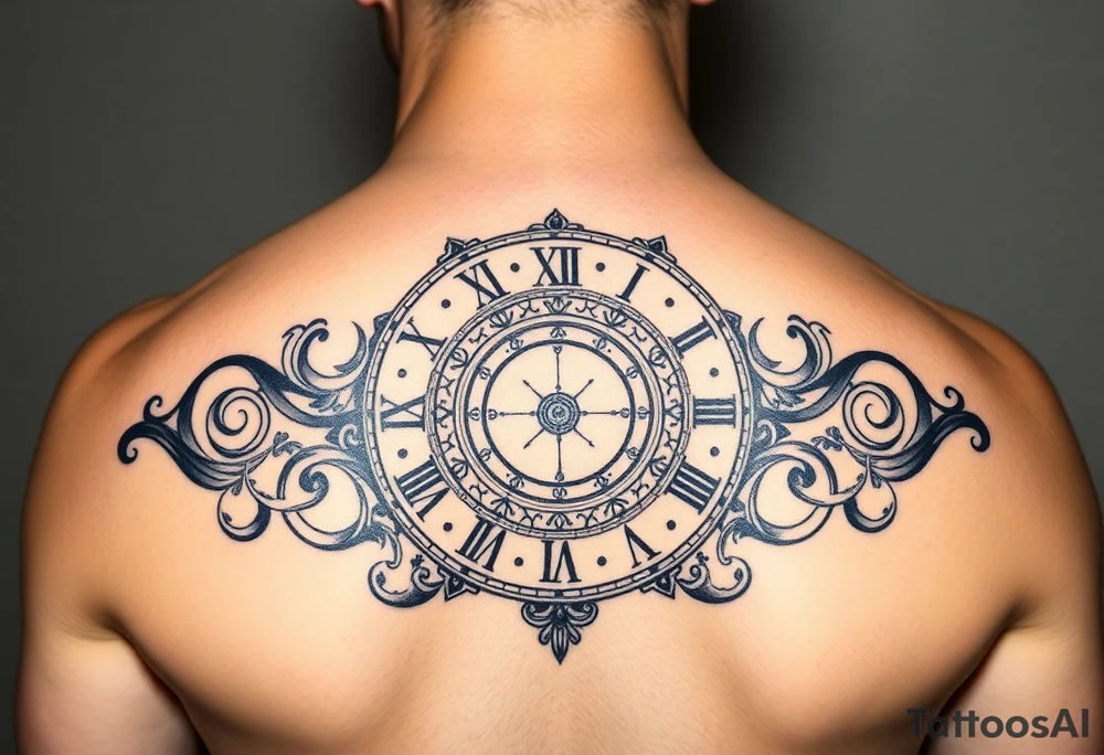 vintage roman numerals within ornate clockwork mechanism tattoo idea