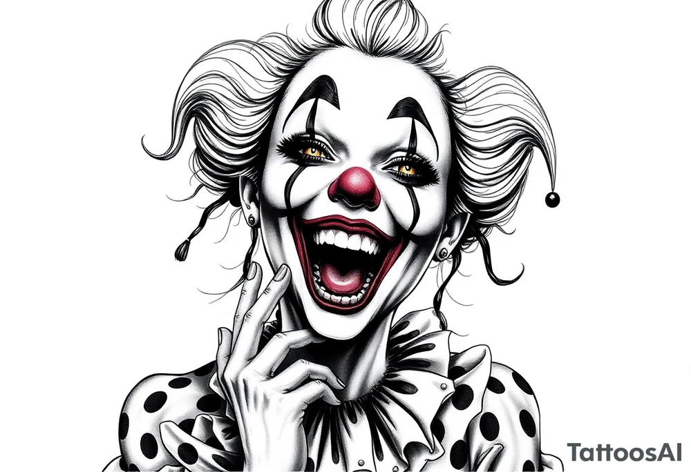 Payasa Clown Girl laugh now cry later tattoo idea