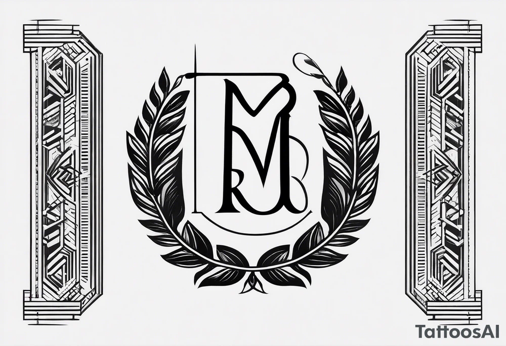 minimalist logo-style tattoo that consists only of the letters 'MRBG'. simple and not too fancy, just the clean and bold letters arranged in a stylish way. tattoo idea