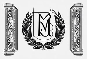 minimalist logo-style tattoo that consists only of the letters 'MRBG'. simple and not too fancy, just the clean and bold letters arranged in a stylish way. tattoo idea