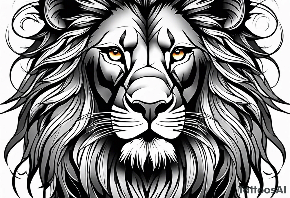 powerful majestic lion, close-up tattoo idea