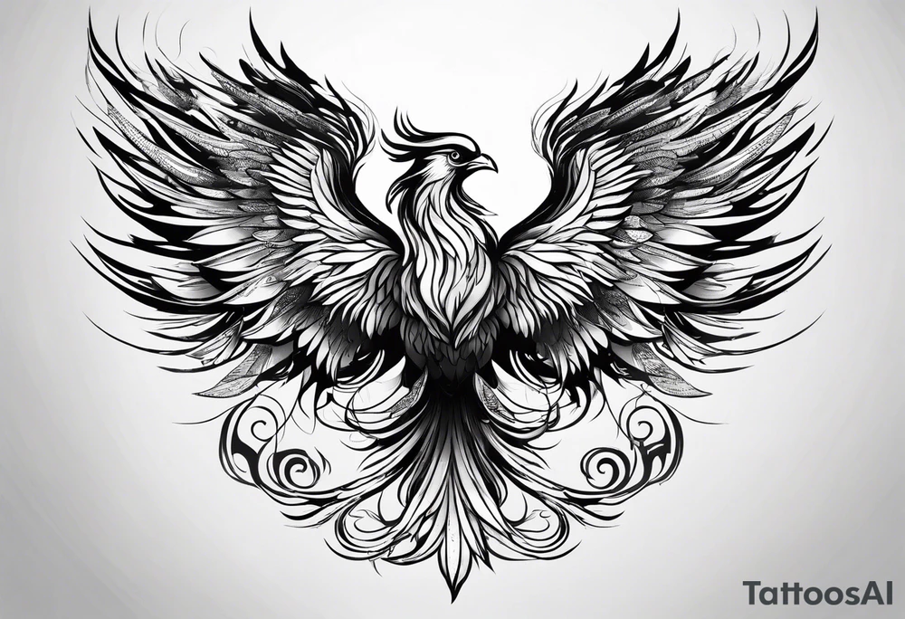 Small phoenix rising up tattoo idea