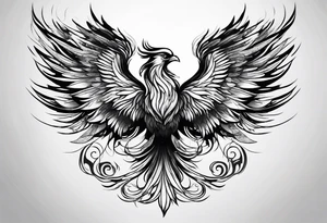 Small phoenix rising up tattoo idea