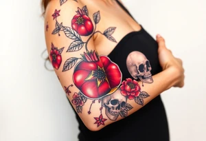 Pomegranate and skulls tattoo idea