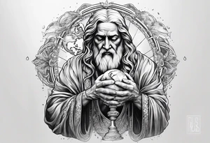 god holding the world in his hands crying tattoo idea