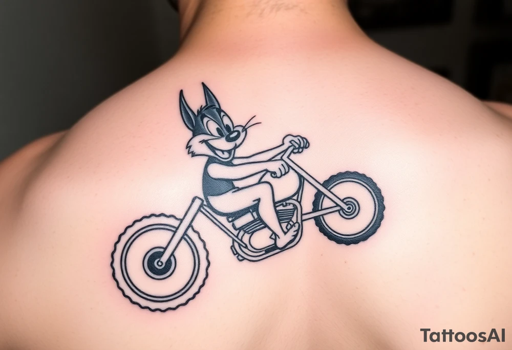 Taz looney toons character riding a motorcycle tattoo idea