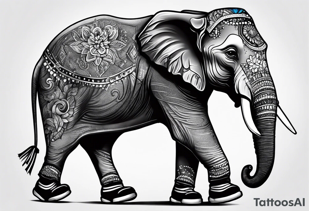 Elephant with roller skates tattoo idea