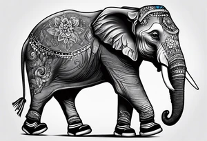Elephant with roller skates tattoo idea