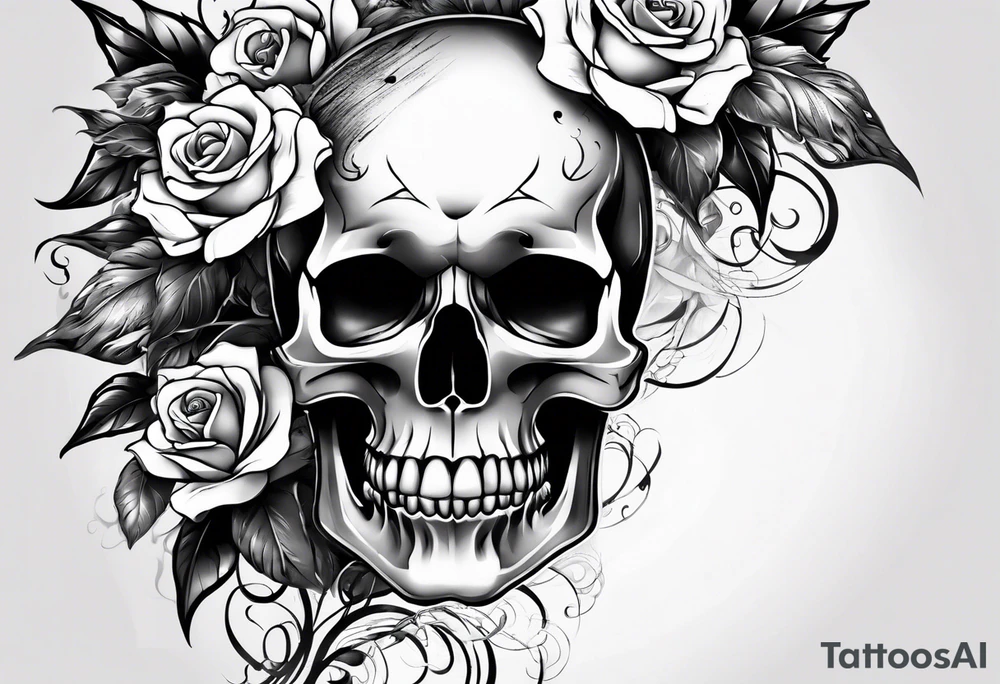 skull and roses tattoo idea