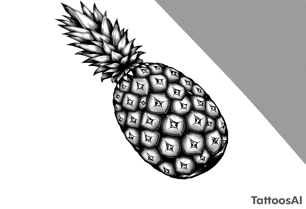pineapple with diamonds  and magestic, crown, vagina, anus, pubic tattoo idea