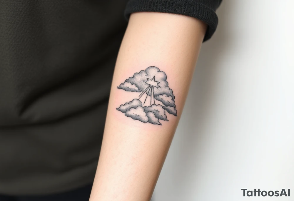 clouds with lighting tattoo idea