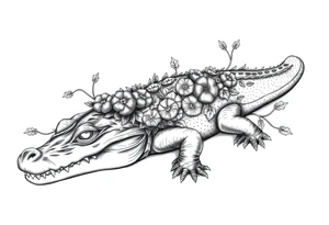 gothic alligator with orange groves tattoo idea