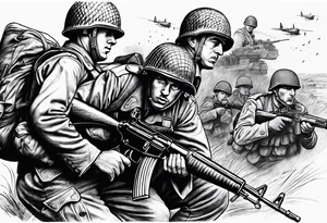 World war 2 British soldiers action tattoo idea