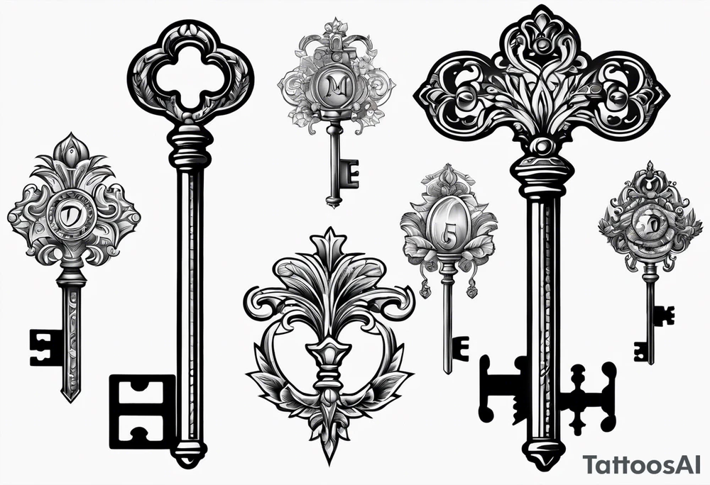 Old school key tattoo idea