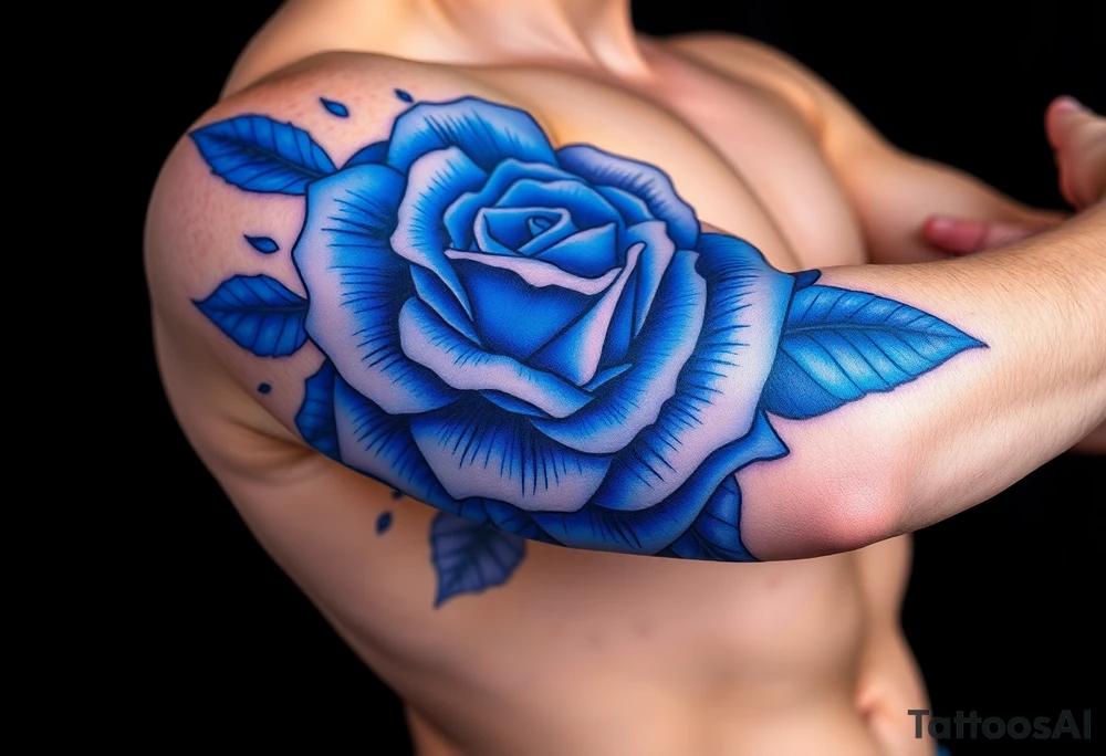 money rose in blue tattoo idea