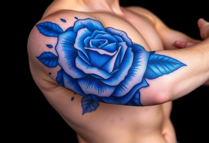 money rose in blue tattoo idea