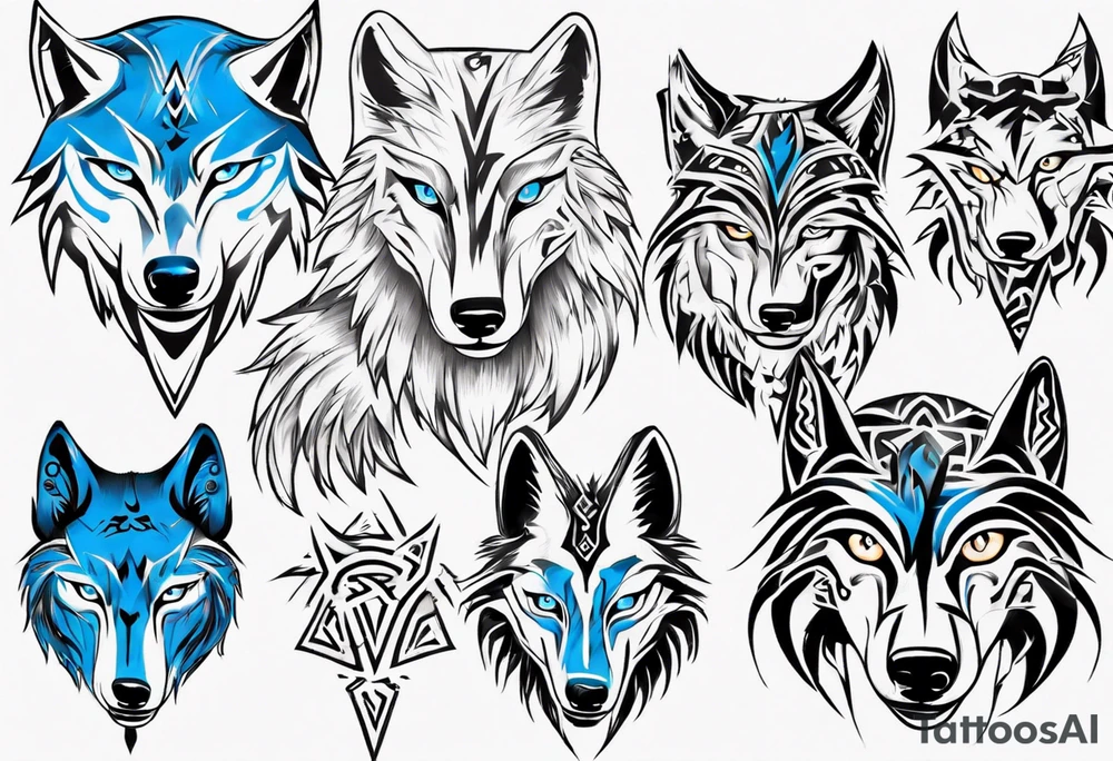 wolf with blue eyes tattoo idea