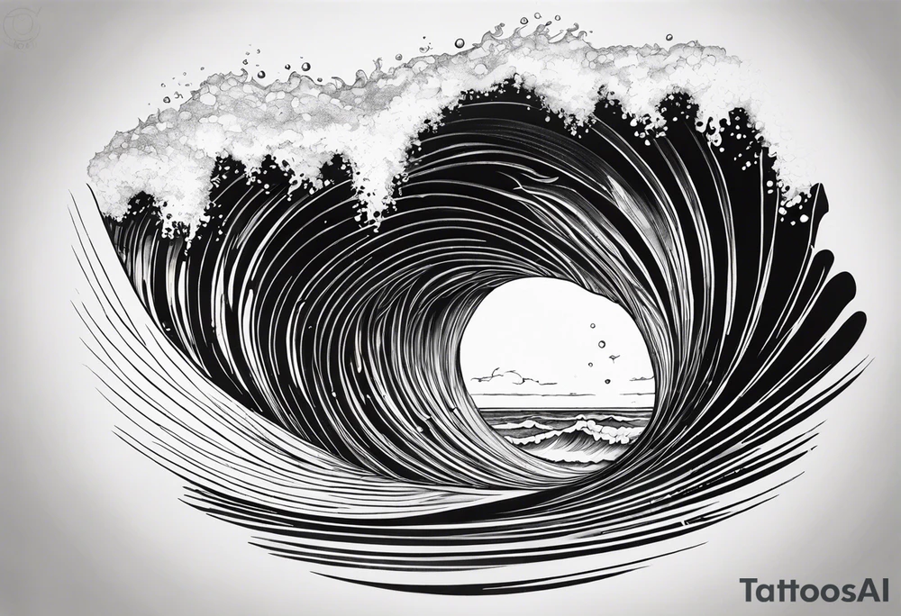 wave traversing a hole, diffraction phenomena, physics tattoo idea wave traversing a hole, diffraction phenomena, physics tattoo idea