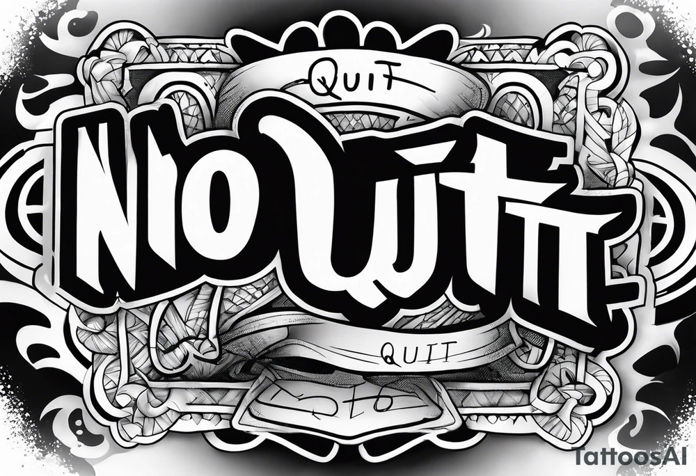 graffiti style "NO QUIT" text tattoo idea