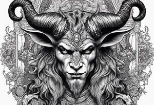 Devil with goat horns tattoo idea
