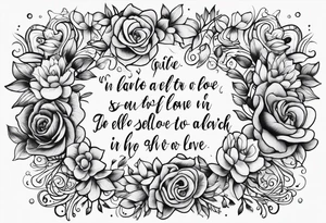 Small tattoo of a quote about self love in cursive tattoo idea