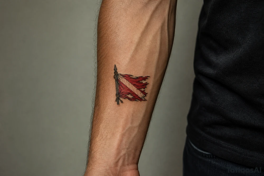 tattered dive flag tattoo idea