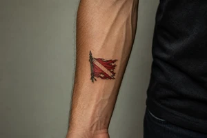 tattered dive flag tattoo idea