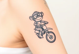 cheeky monkey on a dirt bike wearing goggles tattoo idea