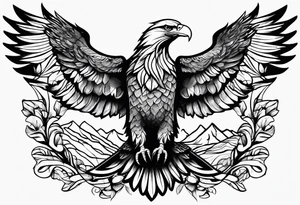 Leafy vines with eagle tattoo idea