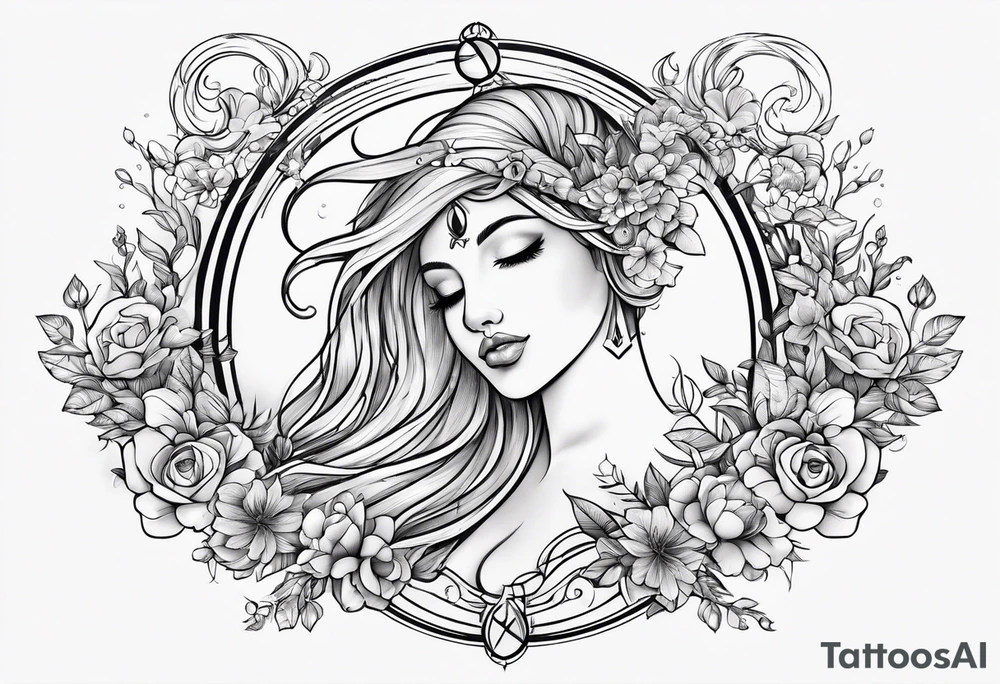 Virgo and Sagittarius zodiac signs blended together tattoo idea