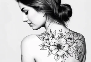 Tiny florals on shoulders tattoo idea