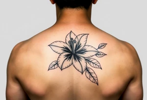 Beautiful, feminine, complex, detailed shading and cohesive mixture of the following: sampugita flower, anahaw (Livistona rotundifolia), ylang ylang tattoo idea