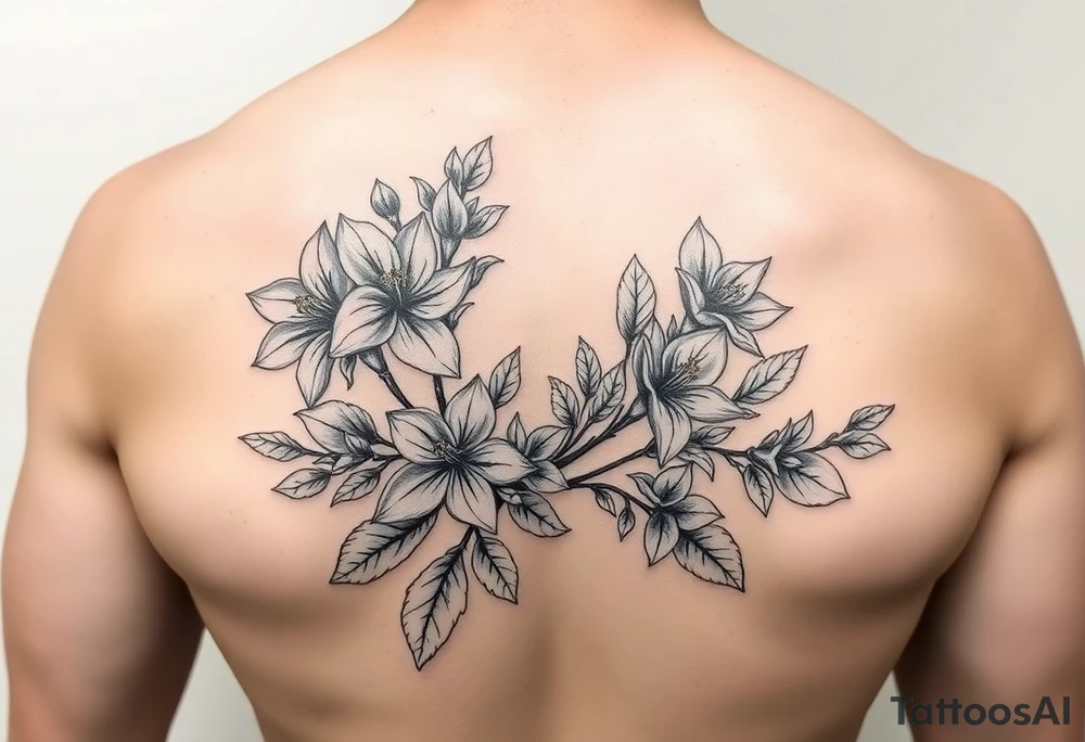 narcissus flowers and holly flowers tattoo idea