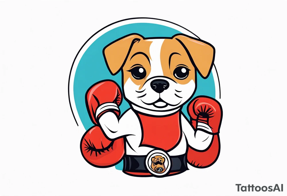 Cute Dog with boxing gloves, boxing coach tattoo idea