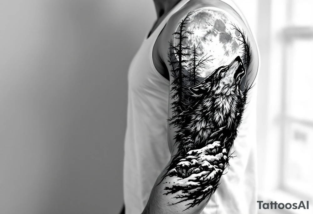 lone wolf howling at full moon with northern lights backdrop tattoo idea lone wolf howling at full moon with northern lights backdrop tattoo idea