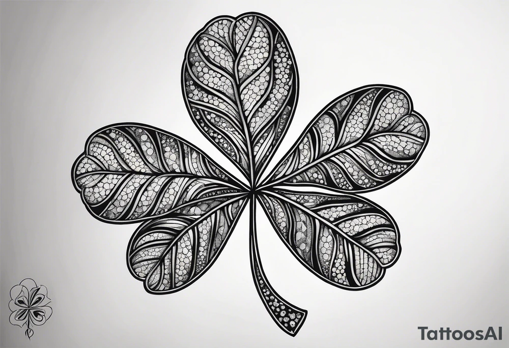 simple leaf and clover with stippled shading tattoo idea