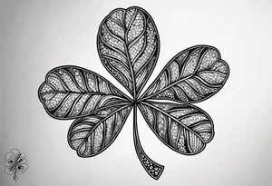 simple leaf and clover with stippled shading tattoo idea