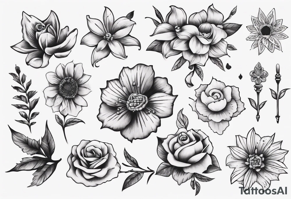 Flowers and love tattoo idea