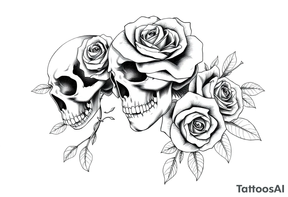 Skulls roses and cartoons tattoo idea