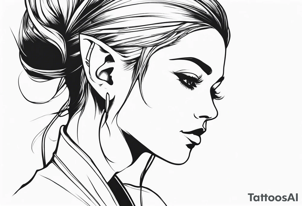 pointed ears elf simple profile tattoo idea