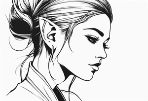 pointed ears elf simple profile tattoo idea
