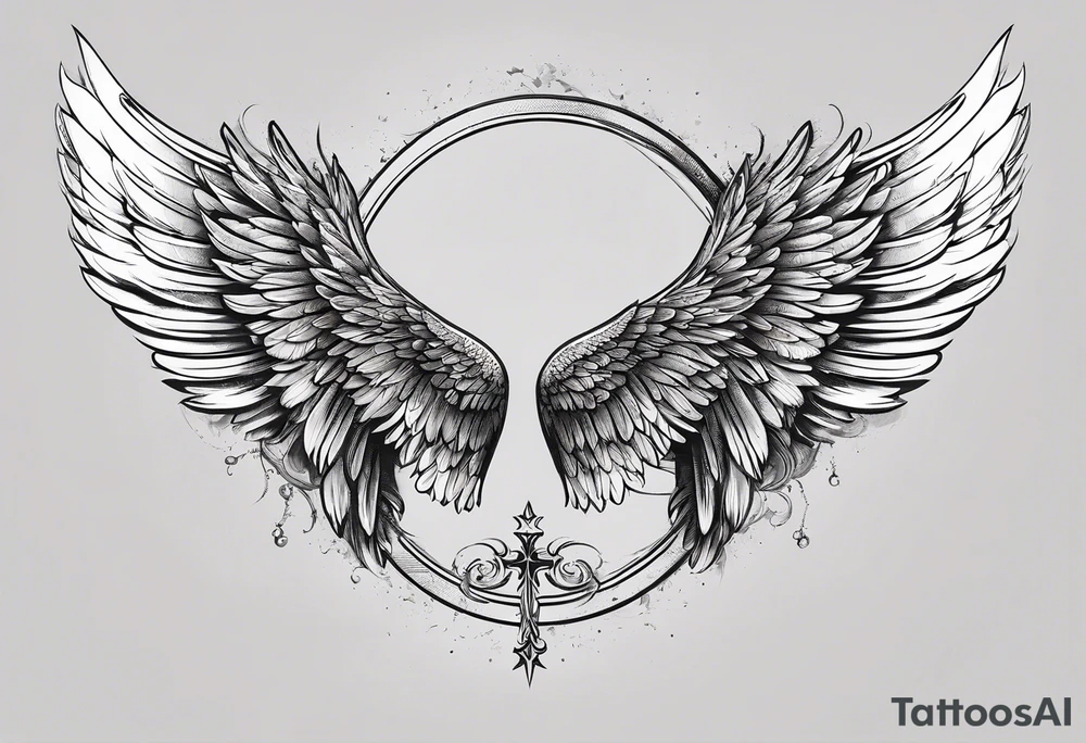 2 wings. I want a halo over one of them . I want angels wings tattoo idea