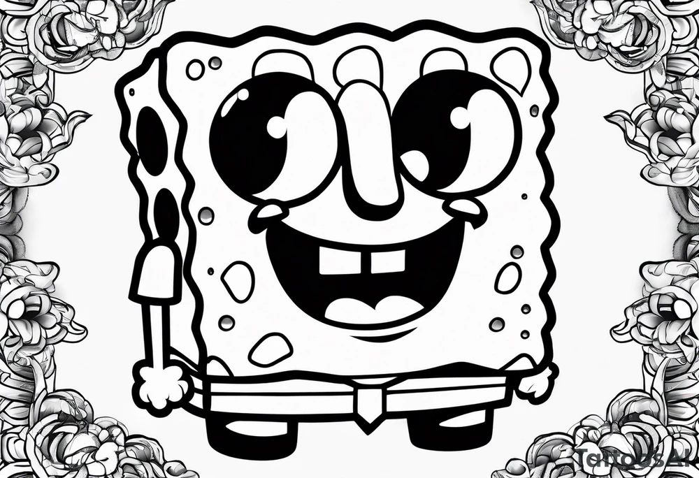SpongeBob hanging with stone cold tattoo idea